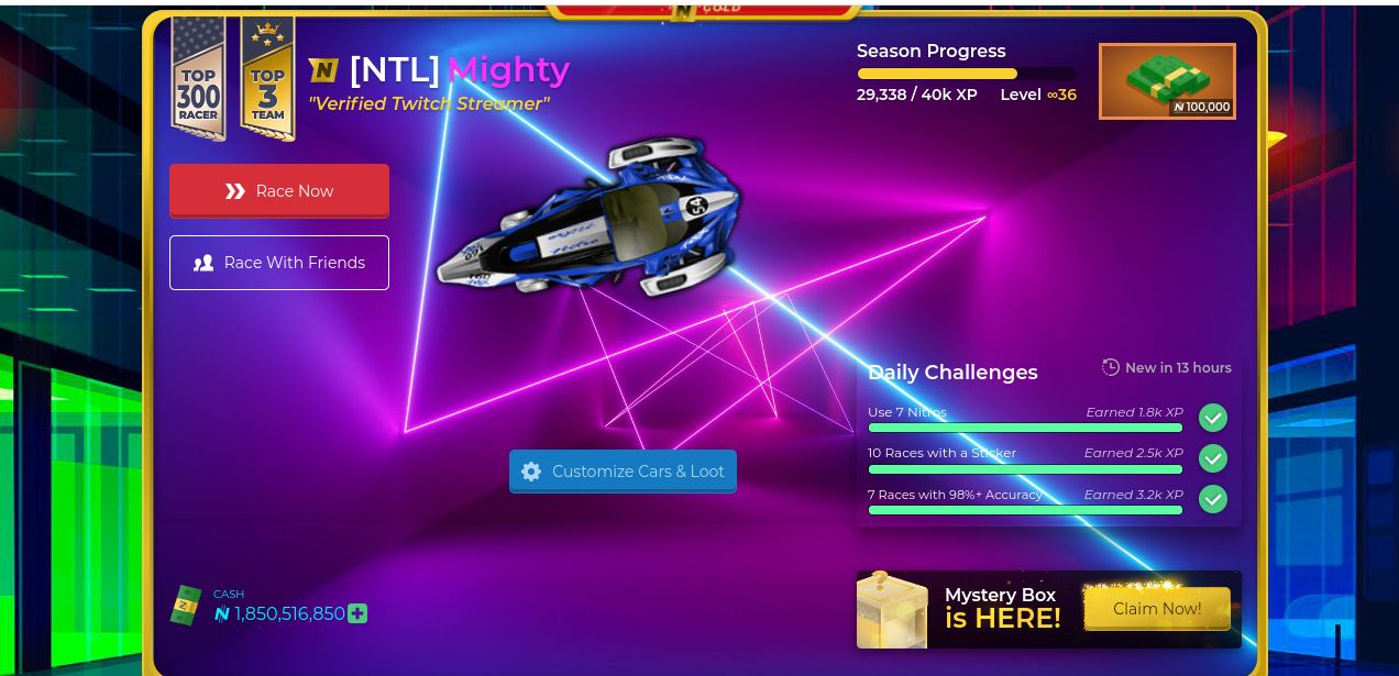 Screenshot of Neon with rainbow text