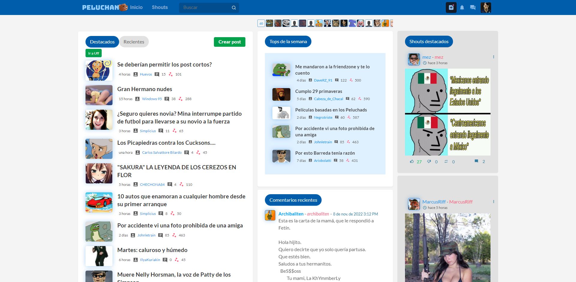 Screenshot of peluchan.net / taringa