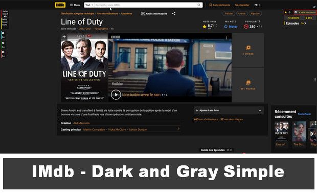 Screenshot of IMDb - Dark and Gray Simple v.11