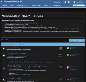 Screenshot of commanderx16.com Darkmode