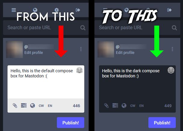 Screenshot of Dark Compose Box for Mastodon