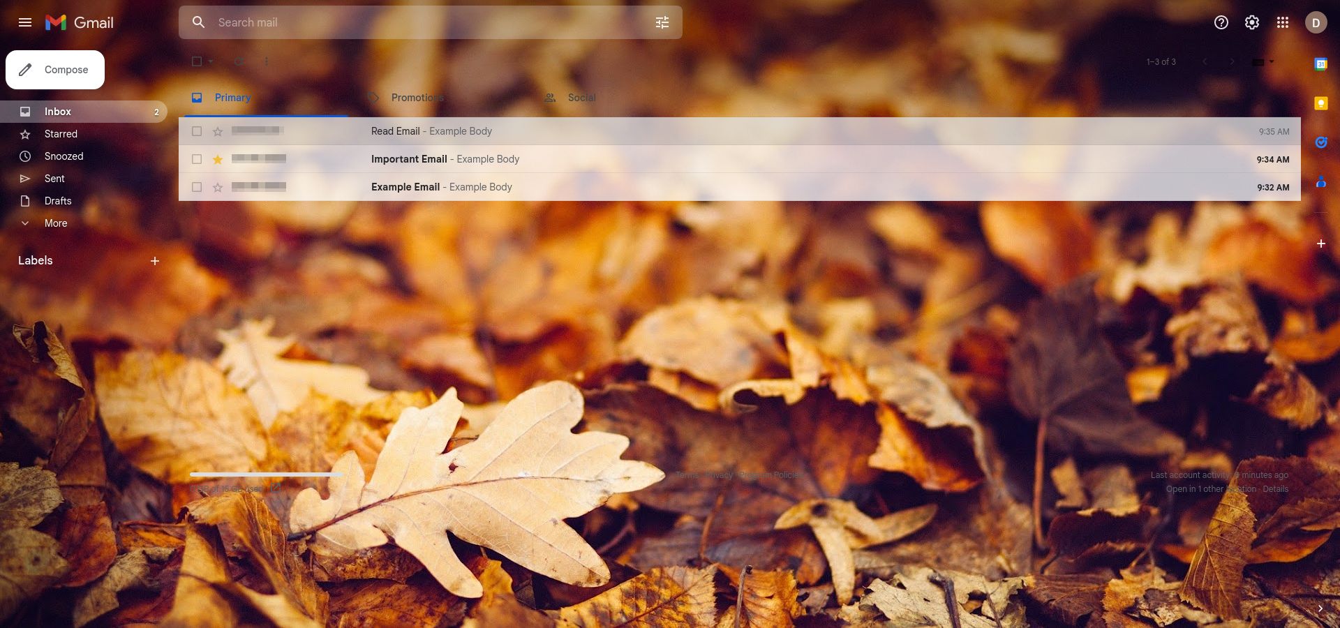 Screenshot of Transparent Gmail