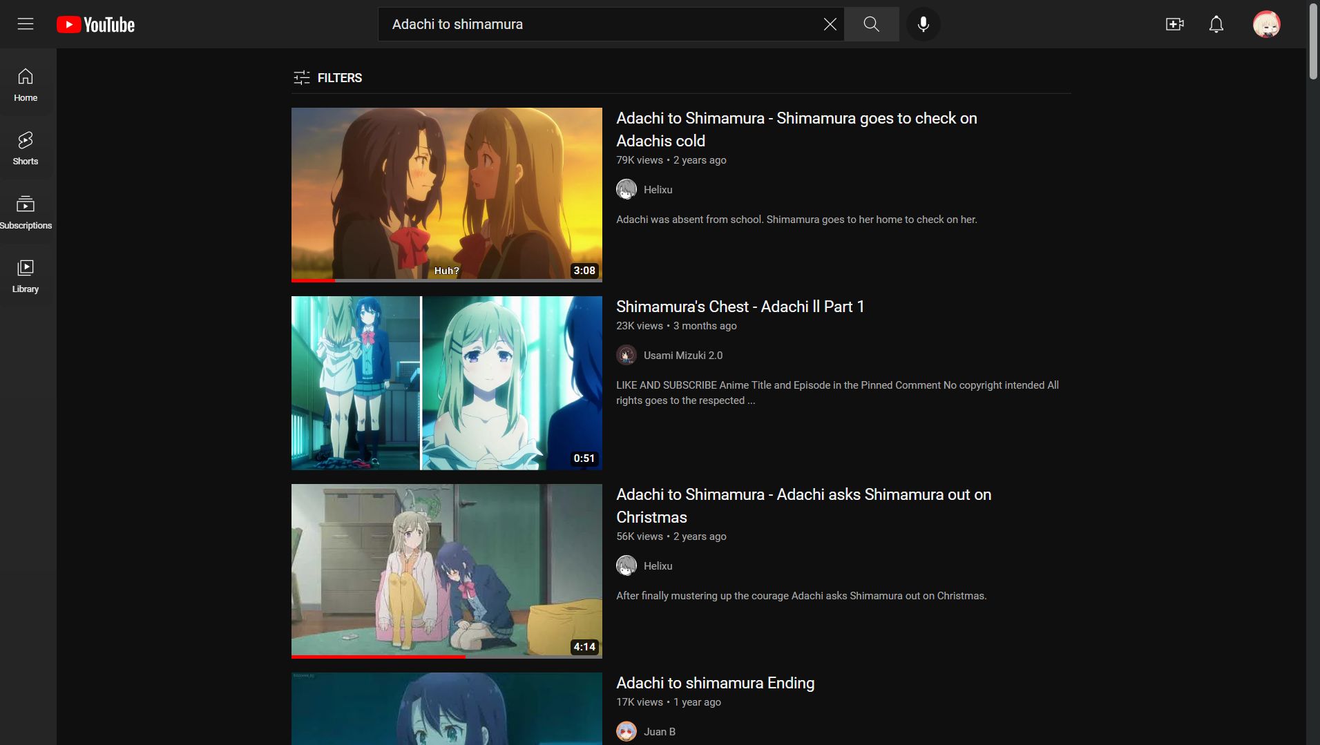Youtube - Centered the search results screenshot