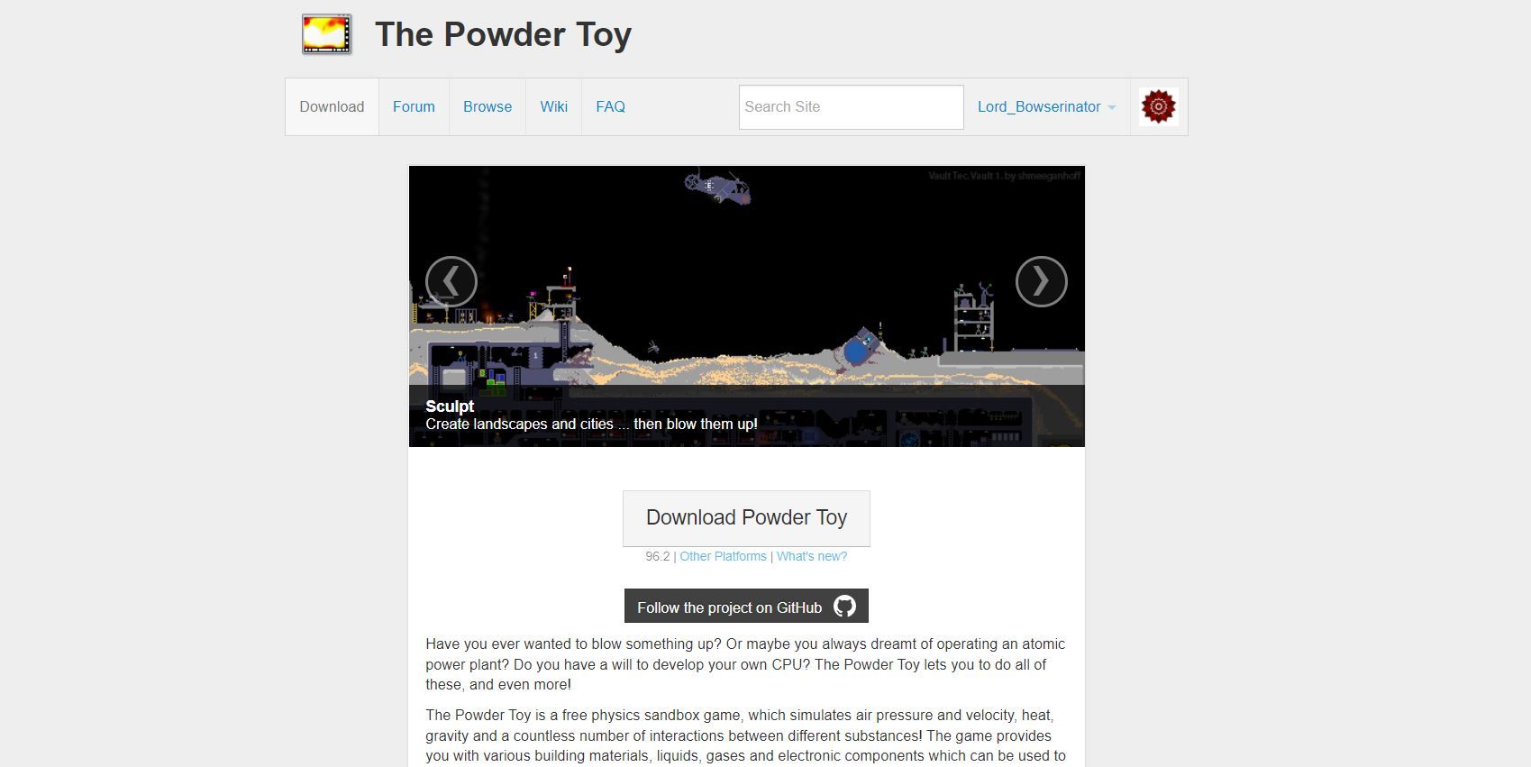 Screenshot of Powder Toy Modern