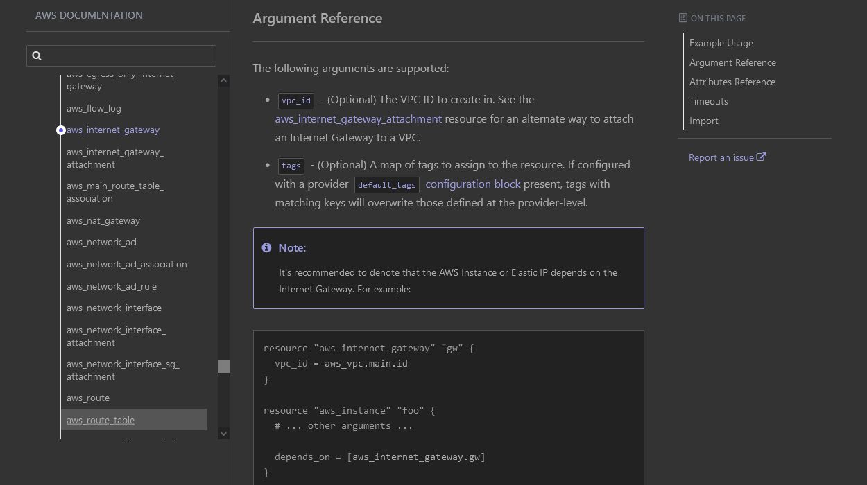 Screenshot of Terraform Registry Dark