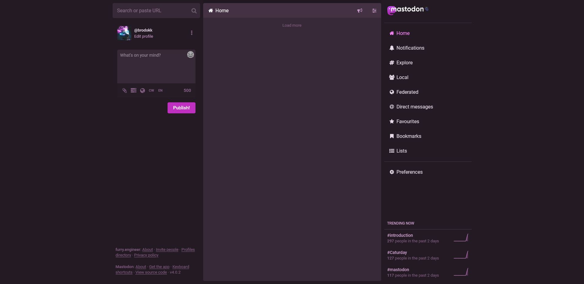 Screenshot of Blueberries Mastodon UI user theme