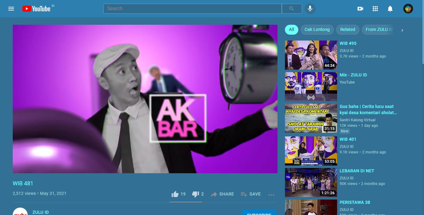 Screenshot of Khoir Youtube Blue Theme