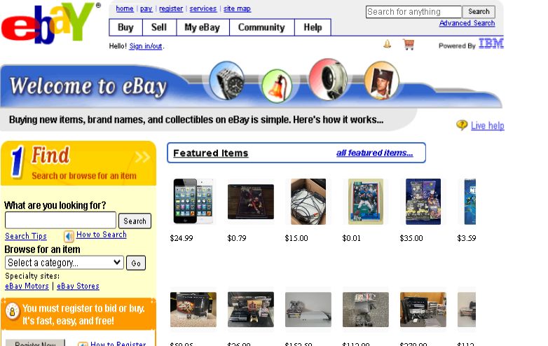 Screenshot of Ebay Classic