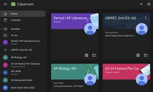 Screenshot of Google Classroom Dark Mode