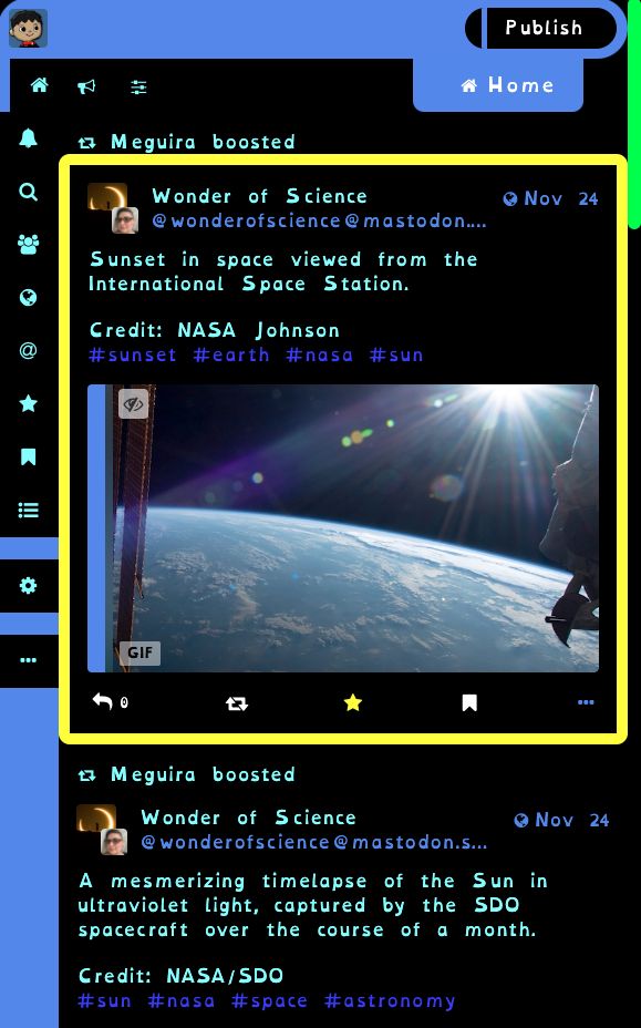 Screenshot of LowerDecks LCARS for Mastodon