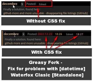 Screenshot of Greasy Fork - Fix for problem with [datetime] / Waterfox Clasic [Standalone] v.1