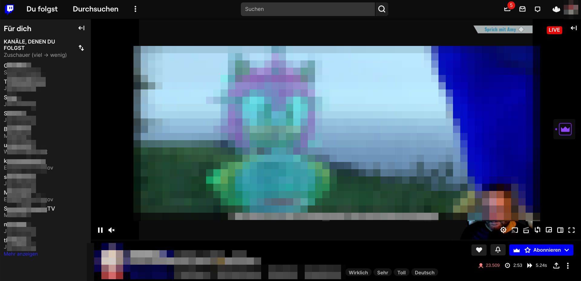 Screenshot of Twitch transparent Player