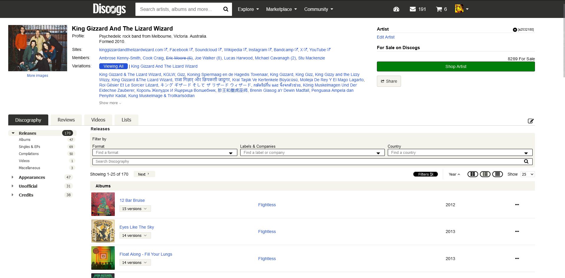 Screenshot of Alternative Discogs Width