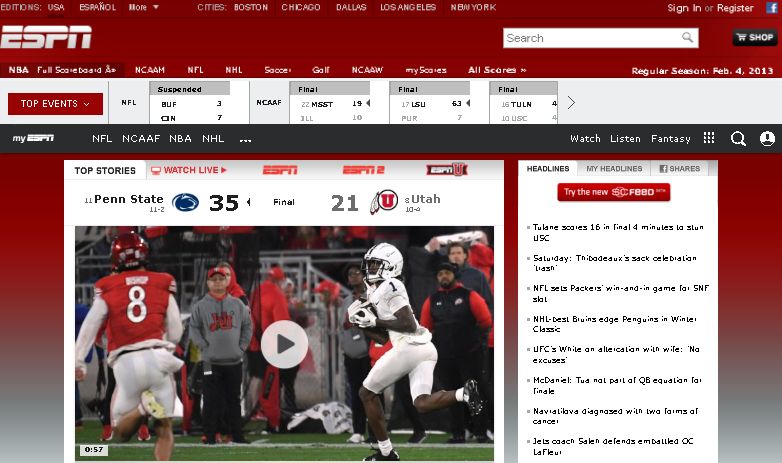 Screenshot of ESPN Classic