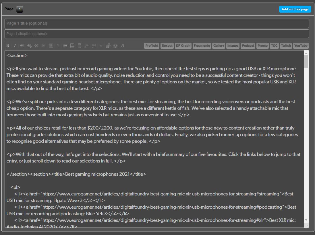 Screenshot of EG editor tweaks: dark mode aware, website font, larger text and edit window