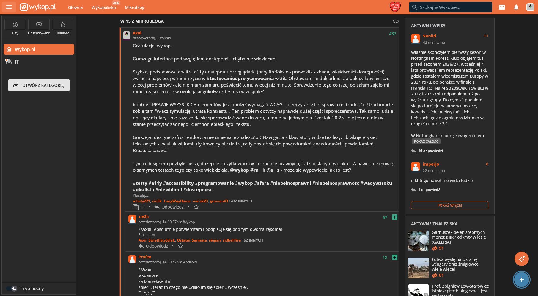 Screenshot of wykop orange fix