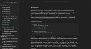 Screenshot of Rust Book + Async Book + Easy Rust Book - Coal Theme Override - Dark Smaragd Theme