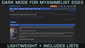 Dark MyAnimeList 2023 - [ Lightweight + Includes Lists ] screenshot