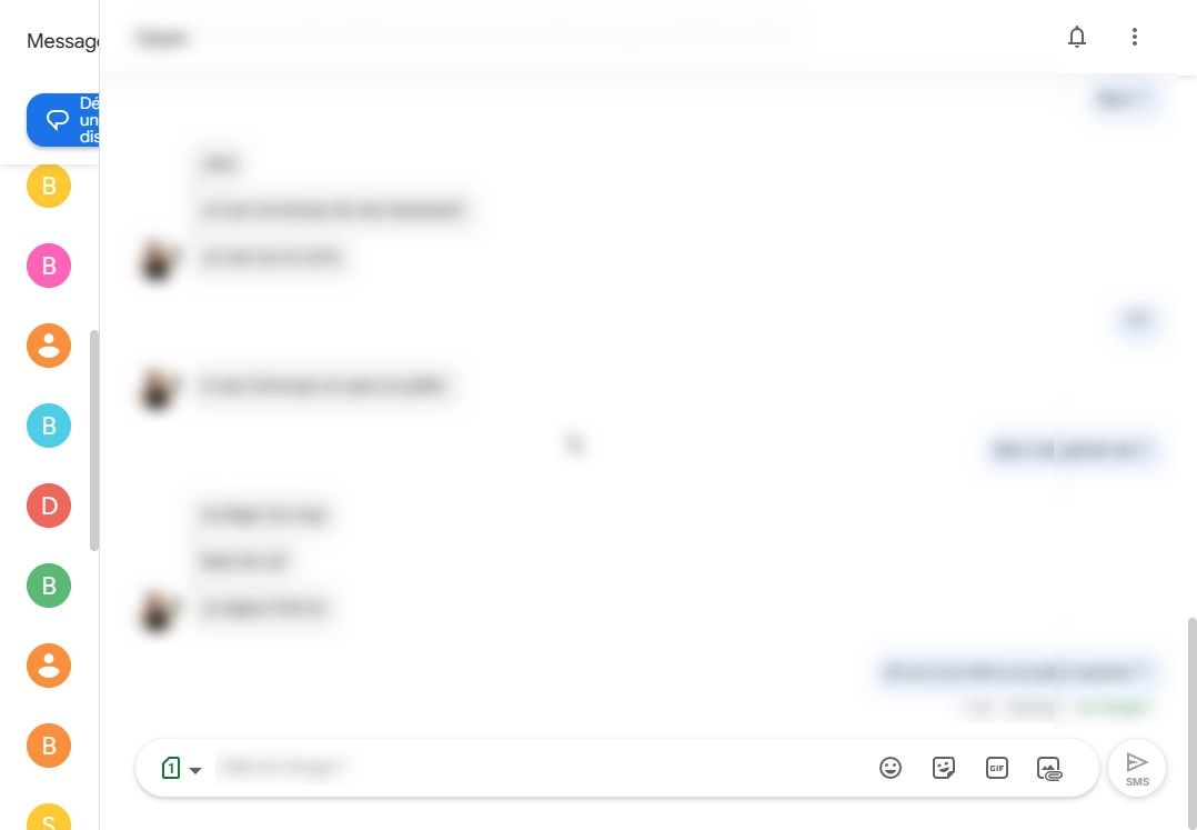 Screenshot of Minimized Conversation List Google Messages