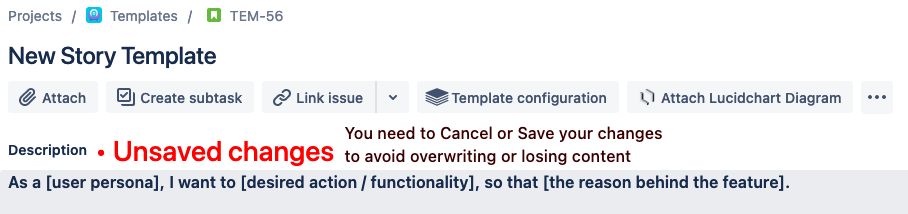 Screenshot of Jira - unsaved changes warning