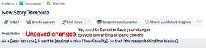 Screenshot of Jira - unsaved changes warning