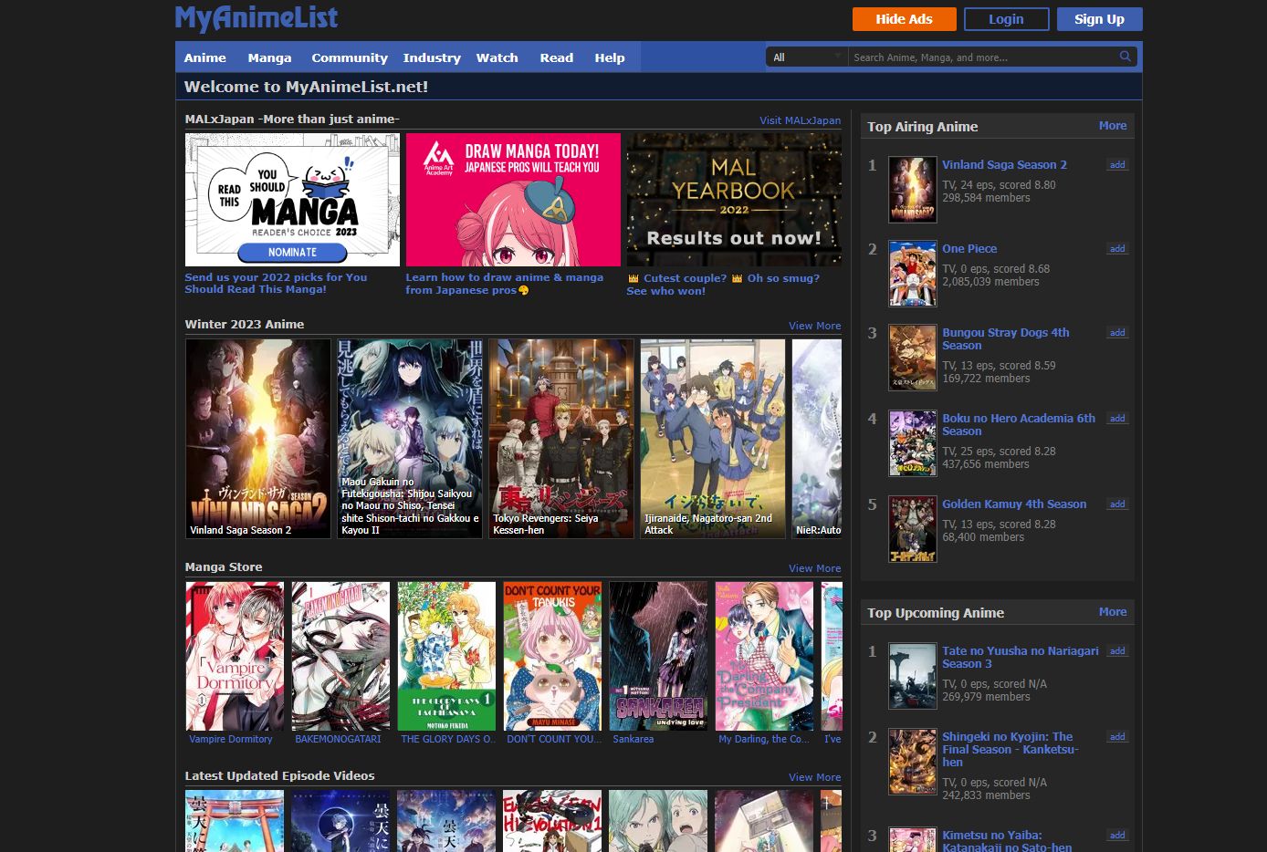 Screenshot of Dark/Night MyAnimeList v3