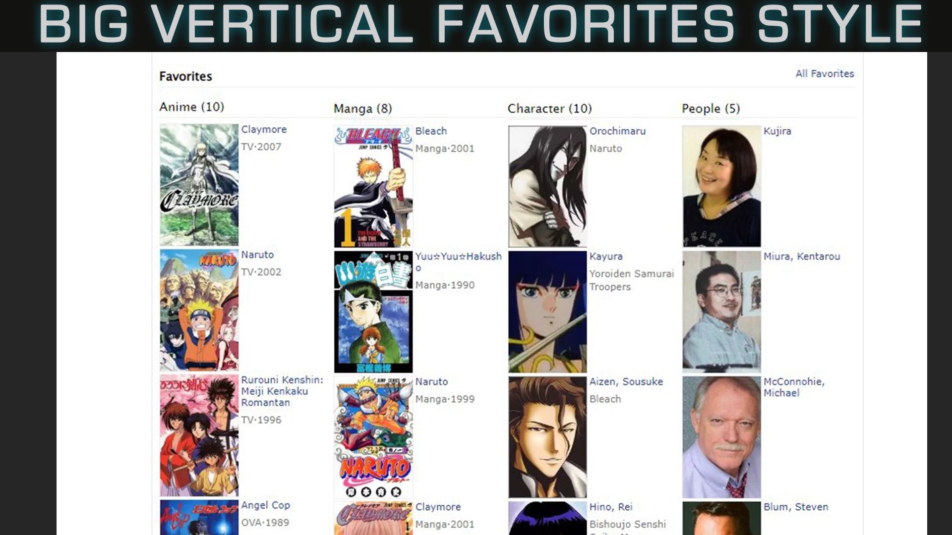 Screenshot of Vertical Favorites - Big Pictures!