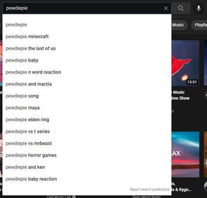 Screenshot of YouTube - removes focus on search box UI