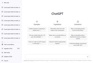 Screenshot of Light sidebar for ChatGPT