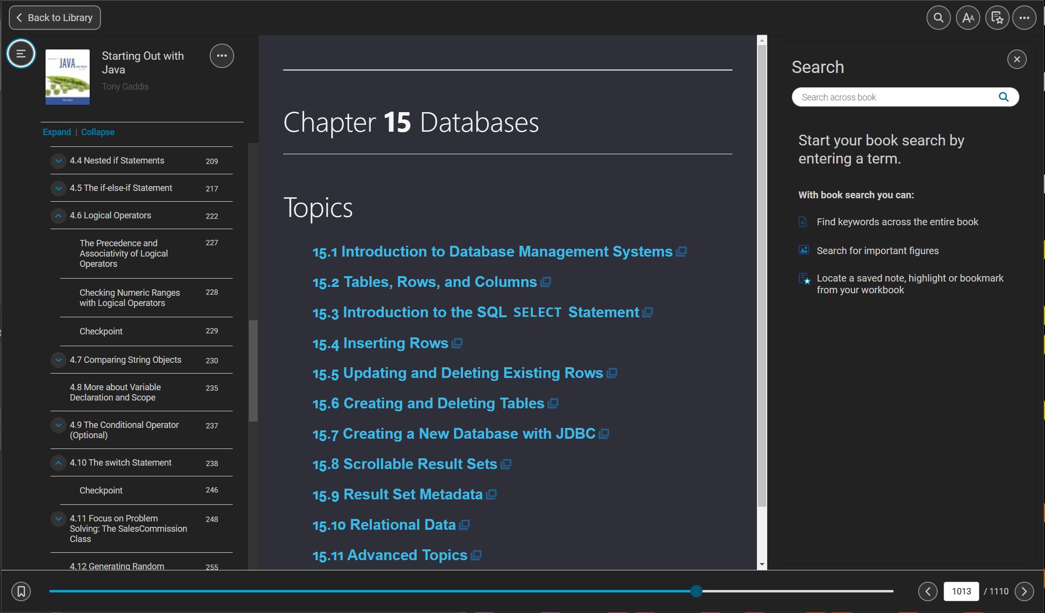 Screenshot of VitalSource Bookshelf Dark Theme