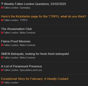 Screenshot of Failbetter Games Forums - visited links