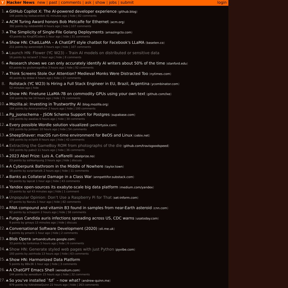 Screenshot of hacker news funktriialisae