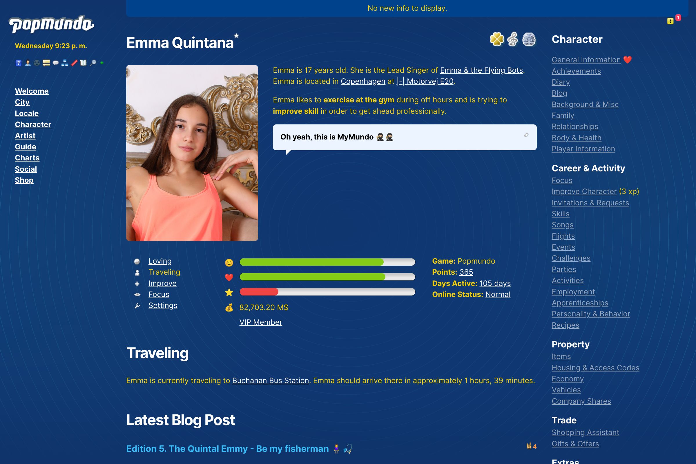 Screenshot of popmundo.com - Amelia in Blue