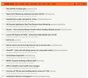 Screenshot of Hacker News Centered and Readable