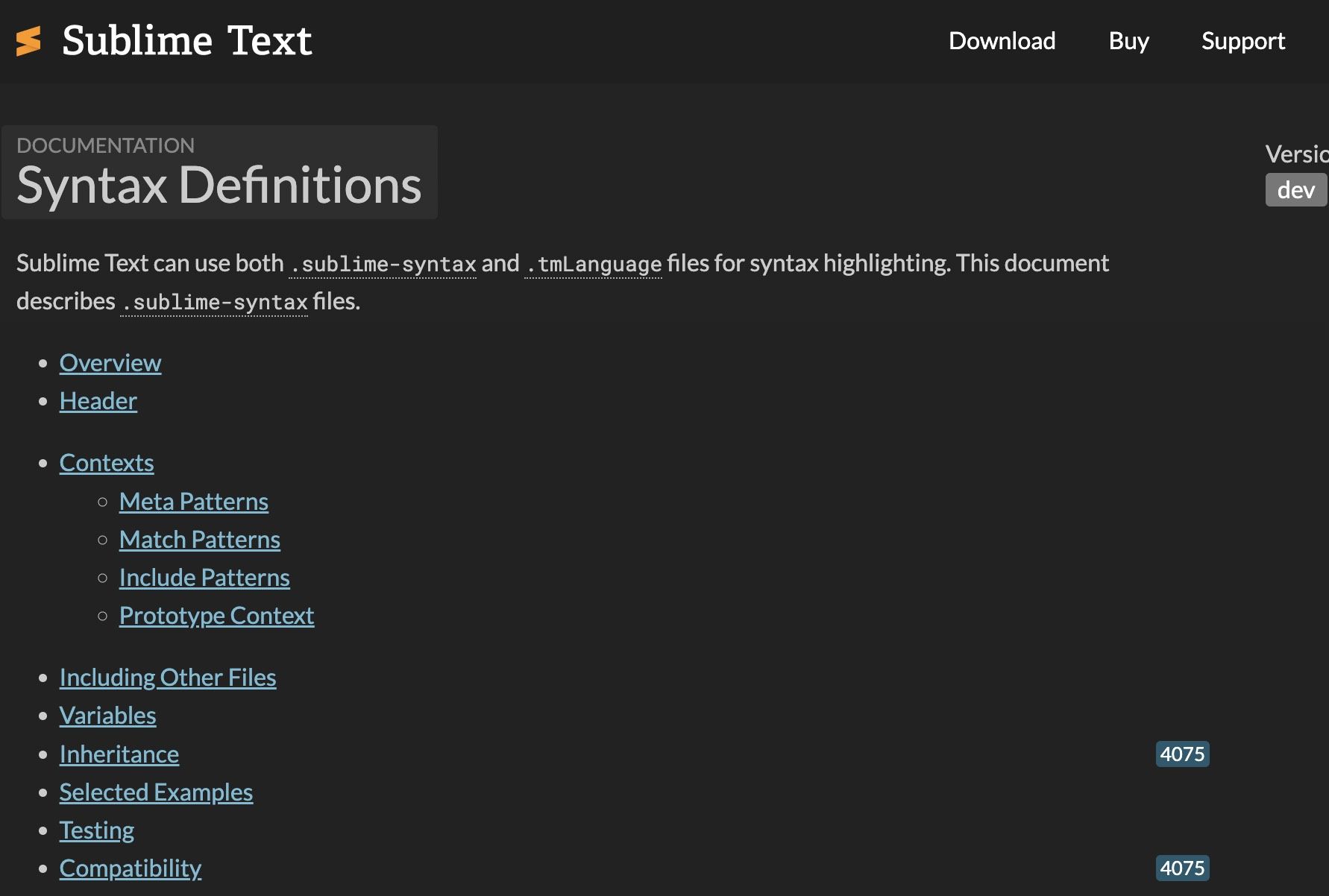 Screenshot of Dark Sublime Text Doc