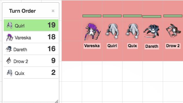 Screenshot of Roll20 Tiny Turn Tracker