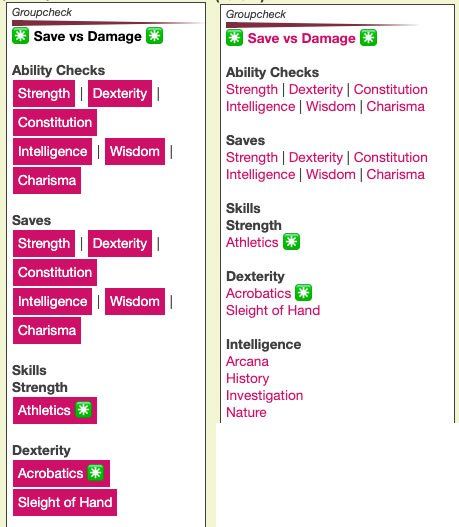 Screenshot of Roll20 Inline Links on OGL Template