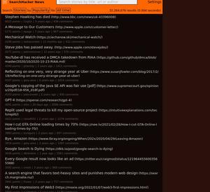 Screenshot of hacker news funktriialisae (search)