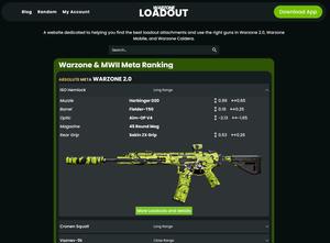 Screenshot of warzoneloadout.games Warzone focused home page