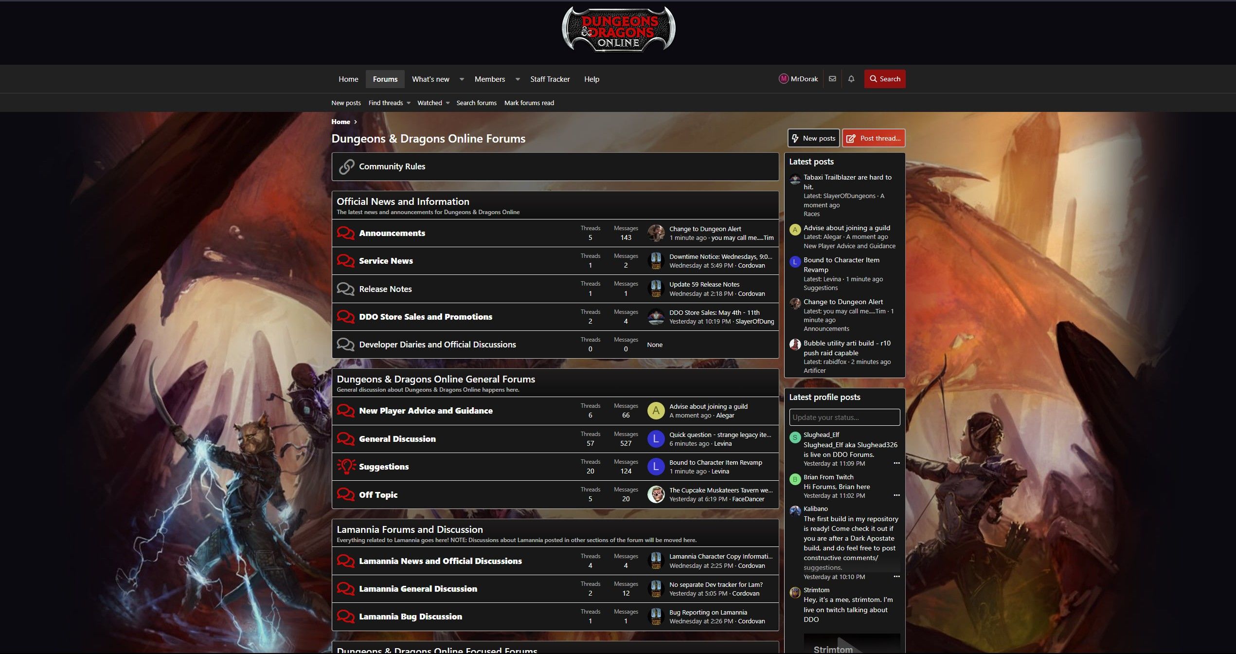 Screenshot of New DDO Forums - Improved Dark Mode