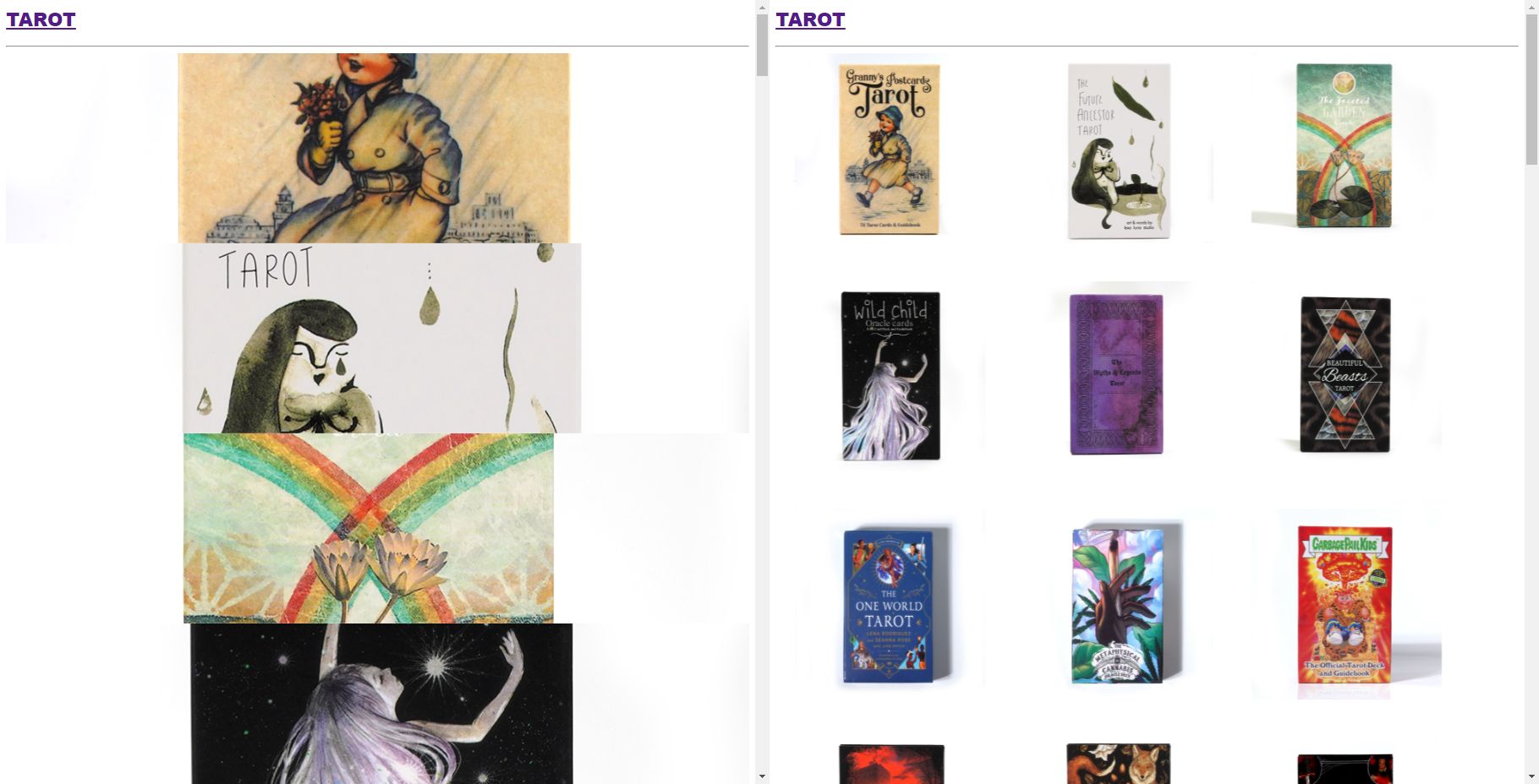 Screenshot of Tarot Book Archives