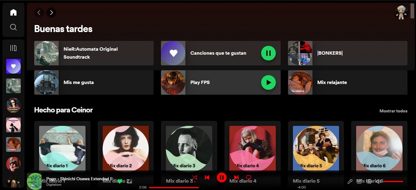 Screenshot of Spotify test Nelson